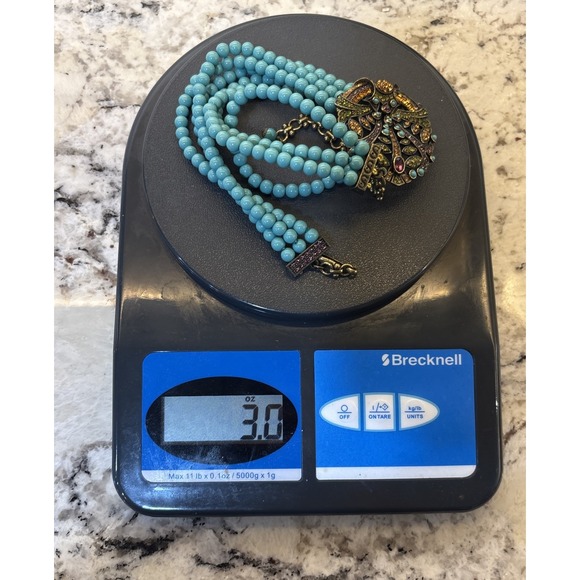 Heidi Daus Turquoise-Style Bead Statement Pendant Necklace‎ Art Nouveau - Picture 15 of 16